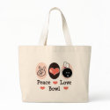Peace Love Bowl Bowler Tote Bag by SportyTeesGifts Peace Love Bowl Bowler Tote Bag