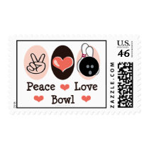 Peace Love Bowl Bowling Postage Stamps