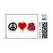 Peace Love Box Emblem Postage Stamp