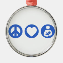 Peace Love Breastfeeding Christmas Ornament