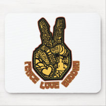 Peace, Love, Buddha Mouse Pads