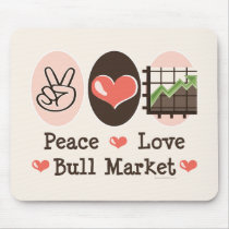 Peace Love Bull Market Mouse Pad mousepads by GeekTeesGifts Peace Love Bull Market Mouse Pad mousepads