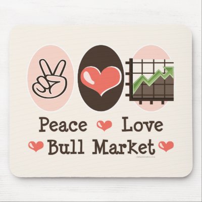 Peace Love Bull Market Mouse Pad by GeekTeesGifts
