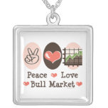Peace Love Bull Market Necklace