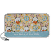 Peace Love Bunnies Doodle Speakers Personalized