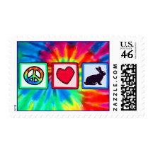 Peace, Love, Bunnies Postage Stamp