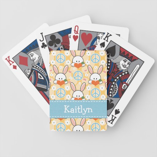 Peace Love Bunny Rabbit Bicycle Playing Cards
