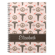 Peace Love Caduceus Nurse RN Spiral Notebook