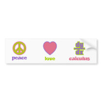 Peace, Love & Calculus Bumper Sticker bumper stickers