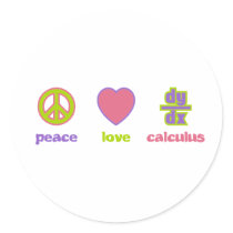 Peace, Love & Calculus Stickers by Sporkbender Peace, Love & Calculus Stickers