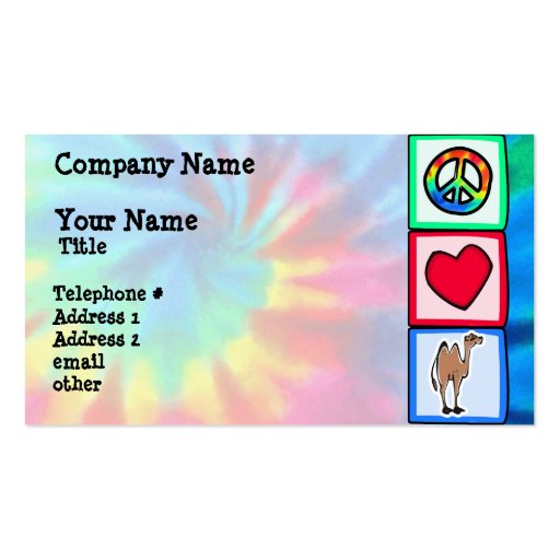 Peace, Love, Camels Business Card (front side)