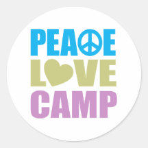 Peace Love Camp Round Stickers