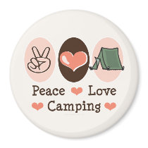 Peace Love Camping Magnet by HobbyTeesGifts Peace Love Camping Magnet