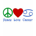 Peace Love Cancer Zodiac Symbol t-shirts