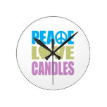 Peace Love Candles Wall Clocks