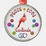 Peace Love CARDINALS Christmas Ornament