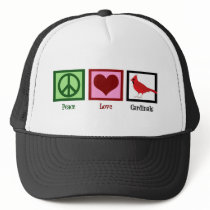 Peace Love Cardinals Trucker Hat