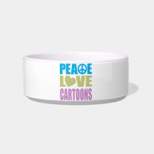 Peace Love Cartoons Cat Bowls