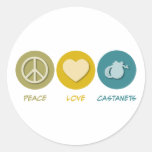 Peace Love Castanets Round Sticker