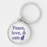Peace, love, & cats key chain