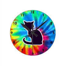 Peace, Love, Cats Round Clocks