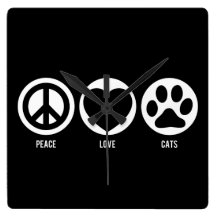 Peace Love Cats Wallclock