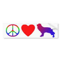 Peace Love Cavalier King Charles Spaniels bumper stickers