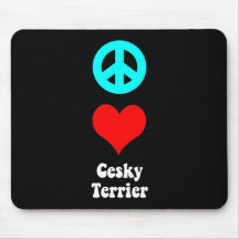 peace love Cesky Terrier Mousepads