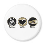 Peace Love Cheer Black/Gold magnets