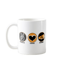 Peace Love Cheer black/orange Coffee Mugs