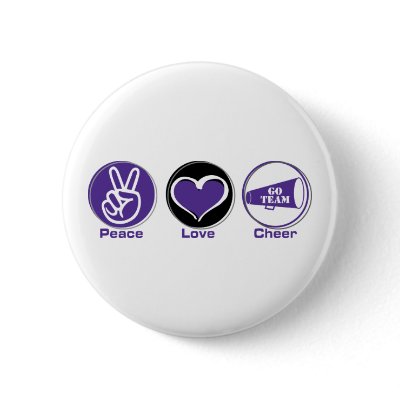 Peace Love Cheer Purple button