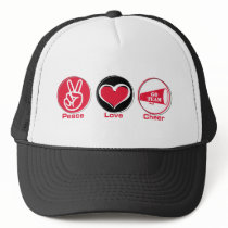 Peace Love Cheer Red hats