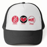 Peace Love Cheer Red Mesh Hats
