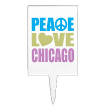 Peace Love Chicago Cake Pick