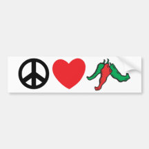 Peace Love Chile Peppers Bumper Sticker