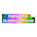 Peace Love Chinese Cresteds Bumper Sticker bumper stickers