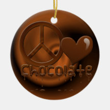 Peace Love Chocolate Christmas Ornaments