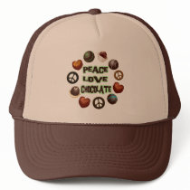PEACE LOVE CHOCOLATE TRUCKER HATS