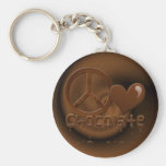 Peace Love Chocolate Keychain
