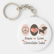 Peace Love Chocolate Labs Keychain