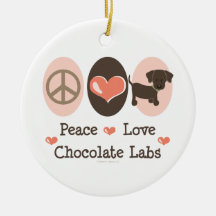Peace Love Chocolate Labs Ornament