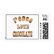 PEACE LOVE CHOCOLATE POSTAGE STAMP