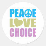 Peace Love Choice Round Stickers