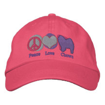 Peace Love Chows Embroidered Hat (Pink)