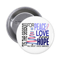 Peace Love Christmas Holiday Male Breast Cancer Buttons