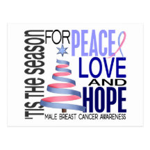 Peace Love Christmas Holiday Male Breast Cancer Post Card