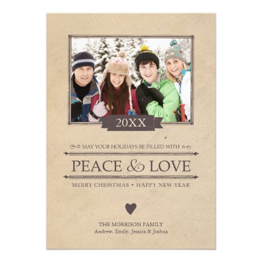 Peace & Love Christmas Photo Flat Card (front side)