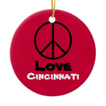 Peace Love Cincinnati Christmas Ornament  (Red) ornaments