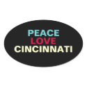 Peace Love Cincinnati Oval Sticker