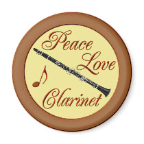 PEACE LOVE CLARINET FRIDGE MAGNET